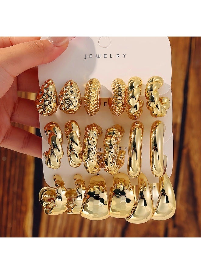 9 Pairs Fashion C-Shaped Drop Bean Earrings | Creative Minimalist Earrings Set for Women & Girls - Image 1